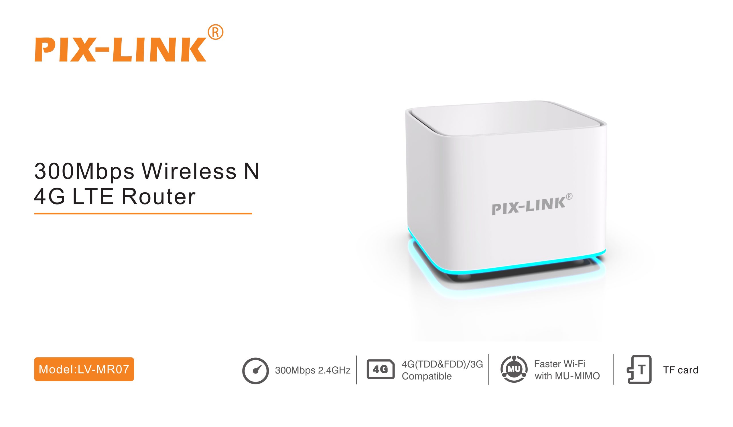 300Mbps Wireless N 4G LTE Router 300Mbps 2.4GHz 4G(TDD&FDD)/3G Compatible Faster Wi-Fi with MU-MIMO TF card